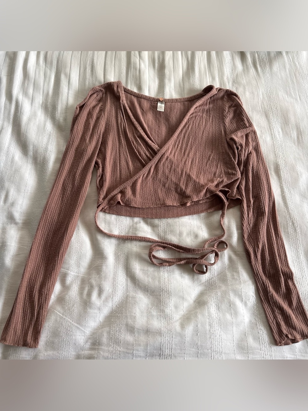 La Hearts Dusty Rose Wrap Crop Top